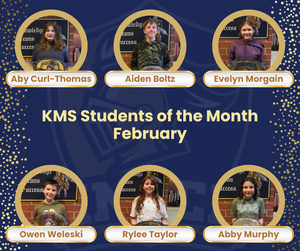 six students holding the KMS belt that were named students of the month