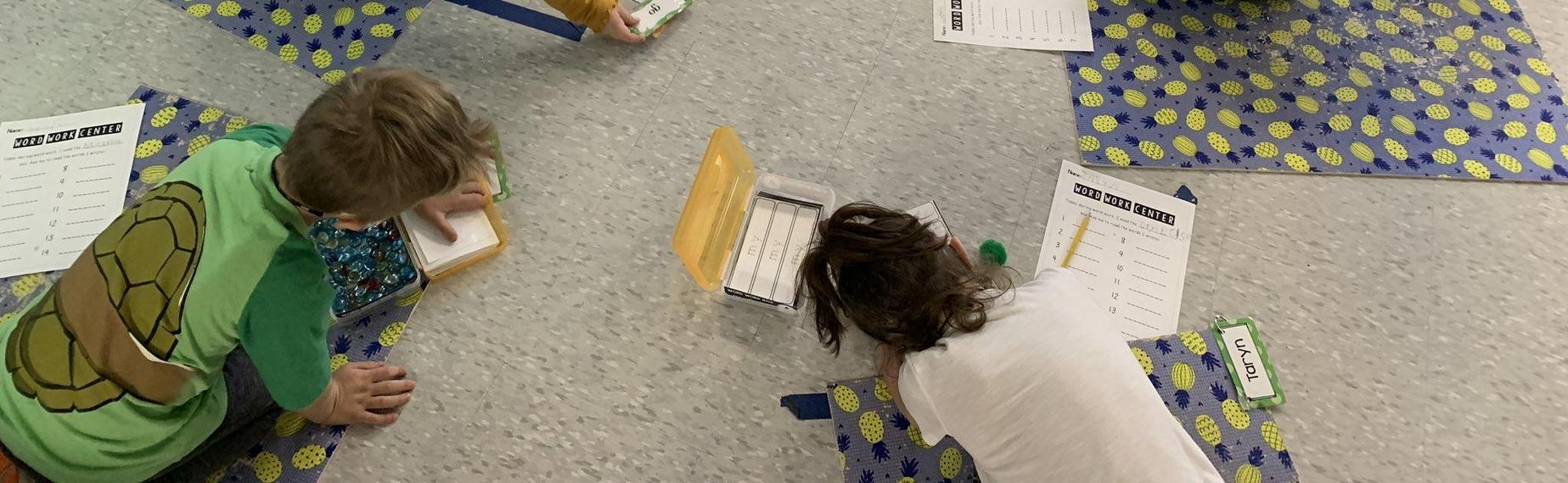 Kindergartners hard at work