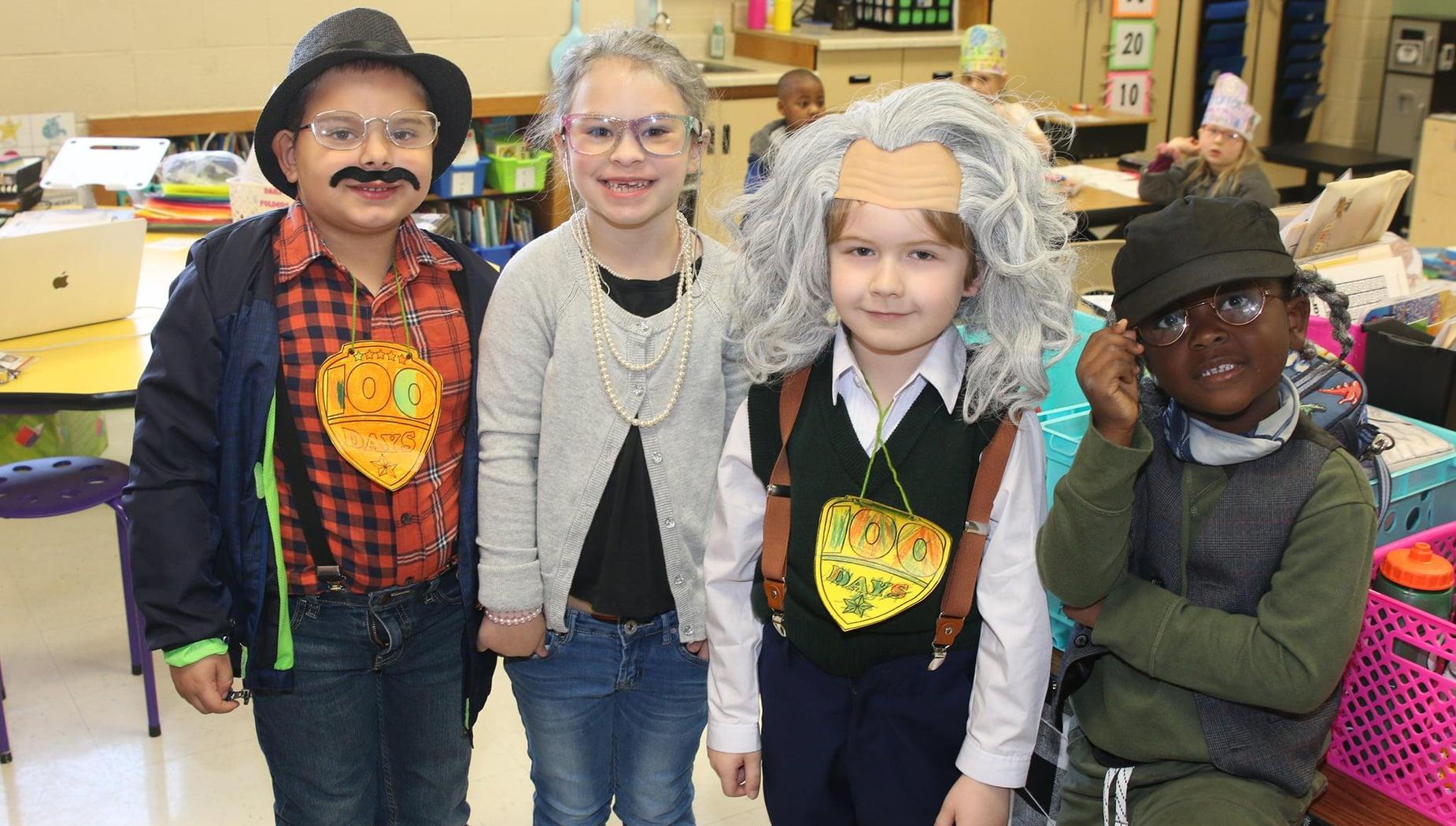students dressed up for the 100th day of school