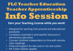 Promotion for Fort Lewis College Teacher Education Teacher Apprenticeship Info Session