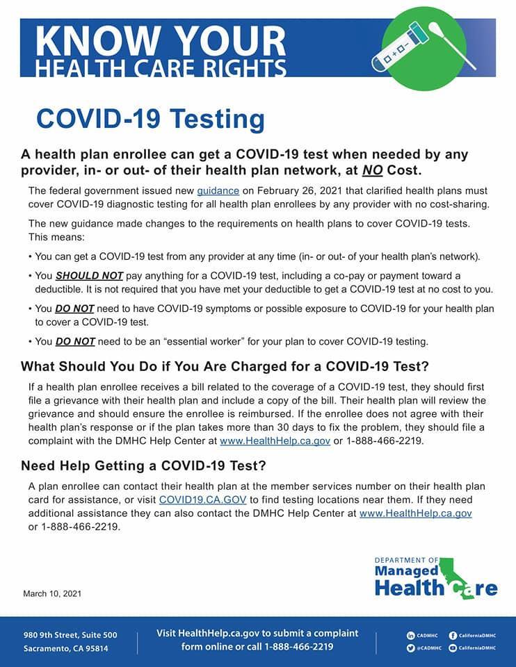 COVID testing information