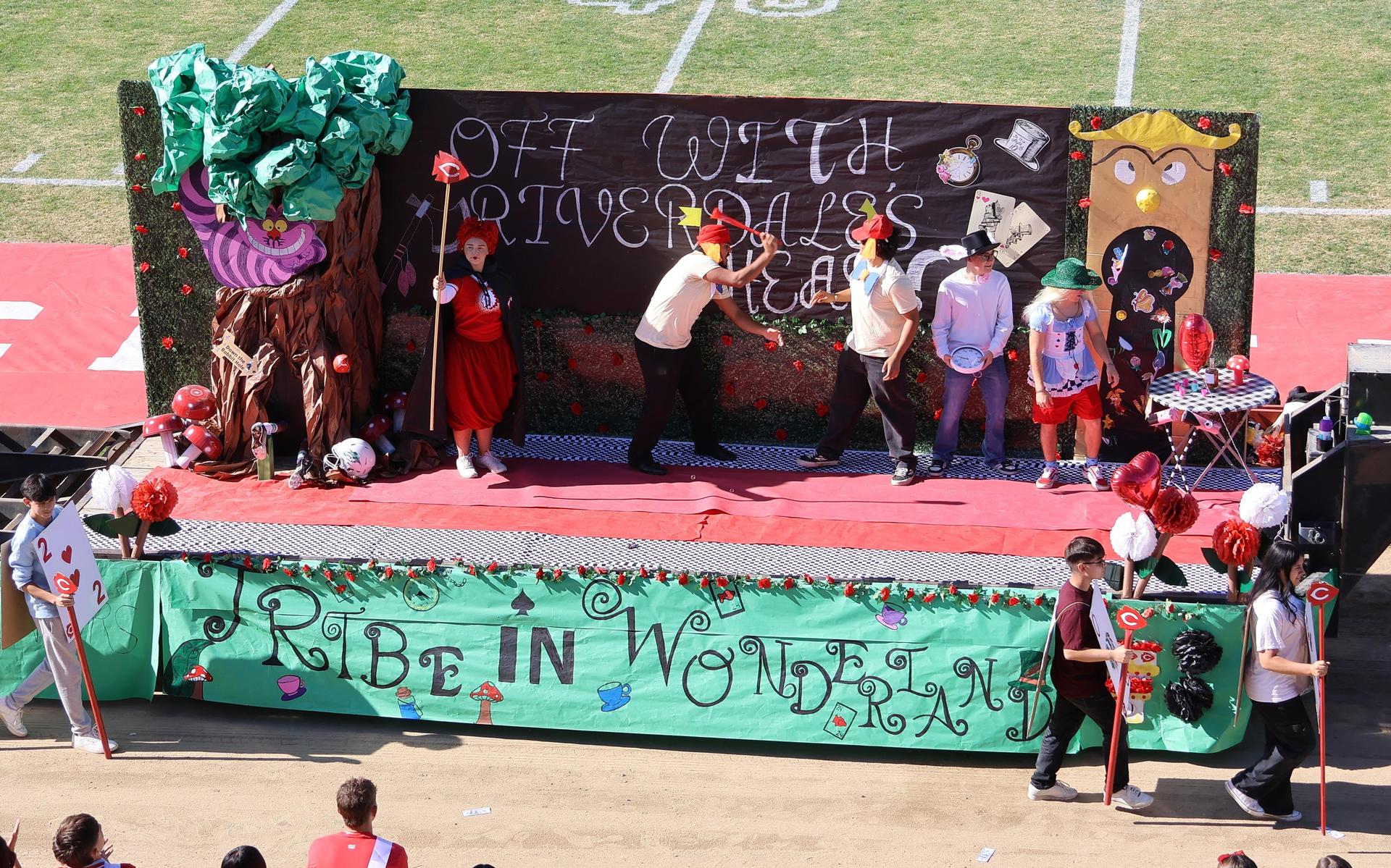 students and staff at the homecoming rally