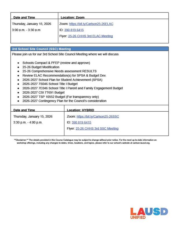 flyer for family academy course 2