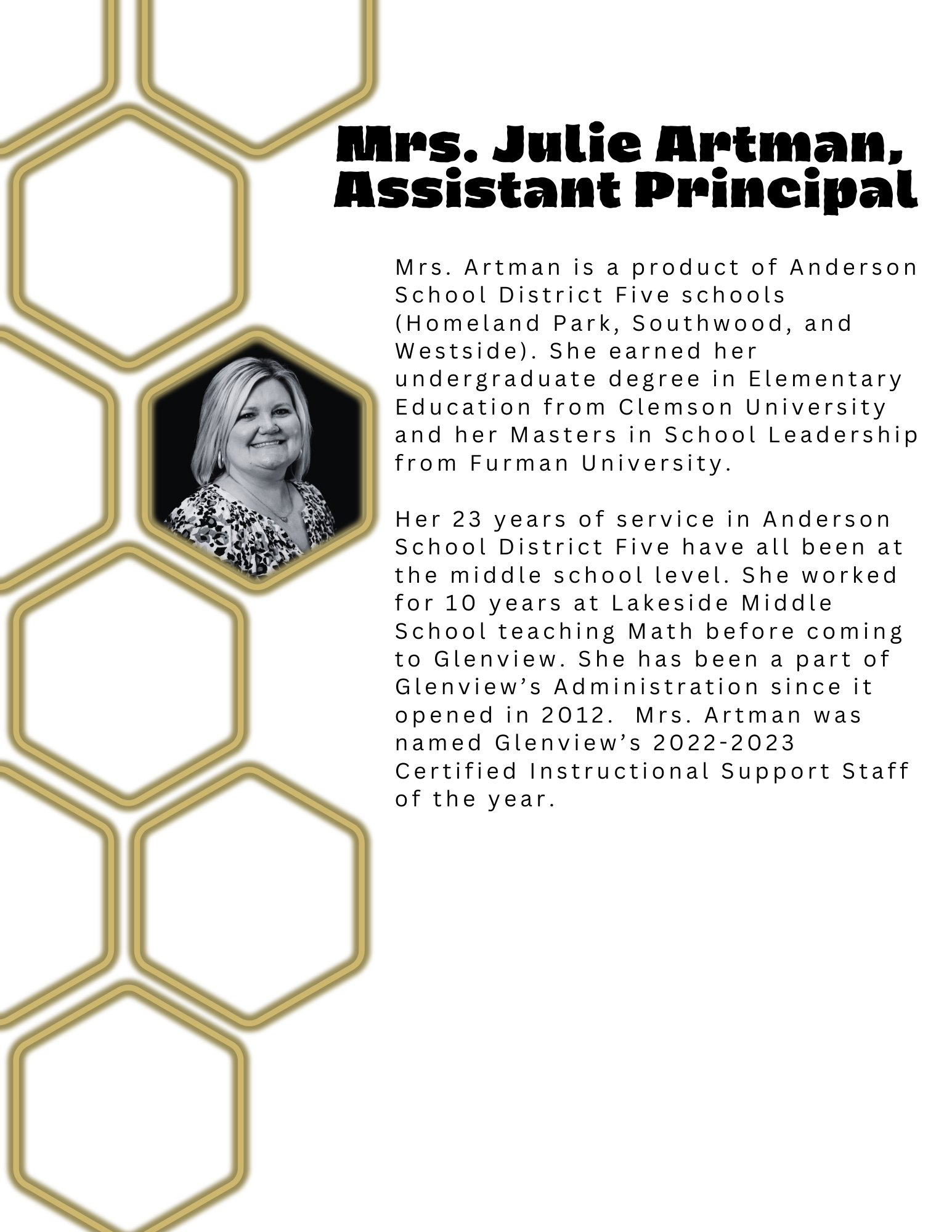 About Mrs. Artman About Us Glenview Middle School