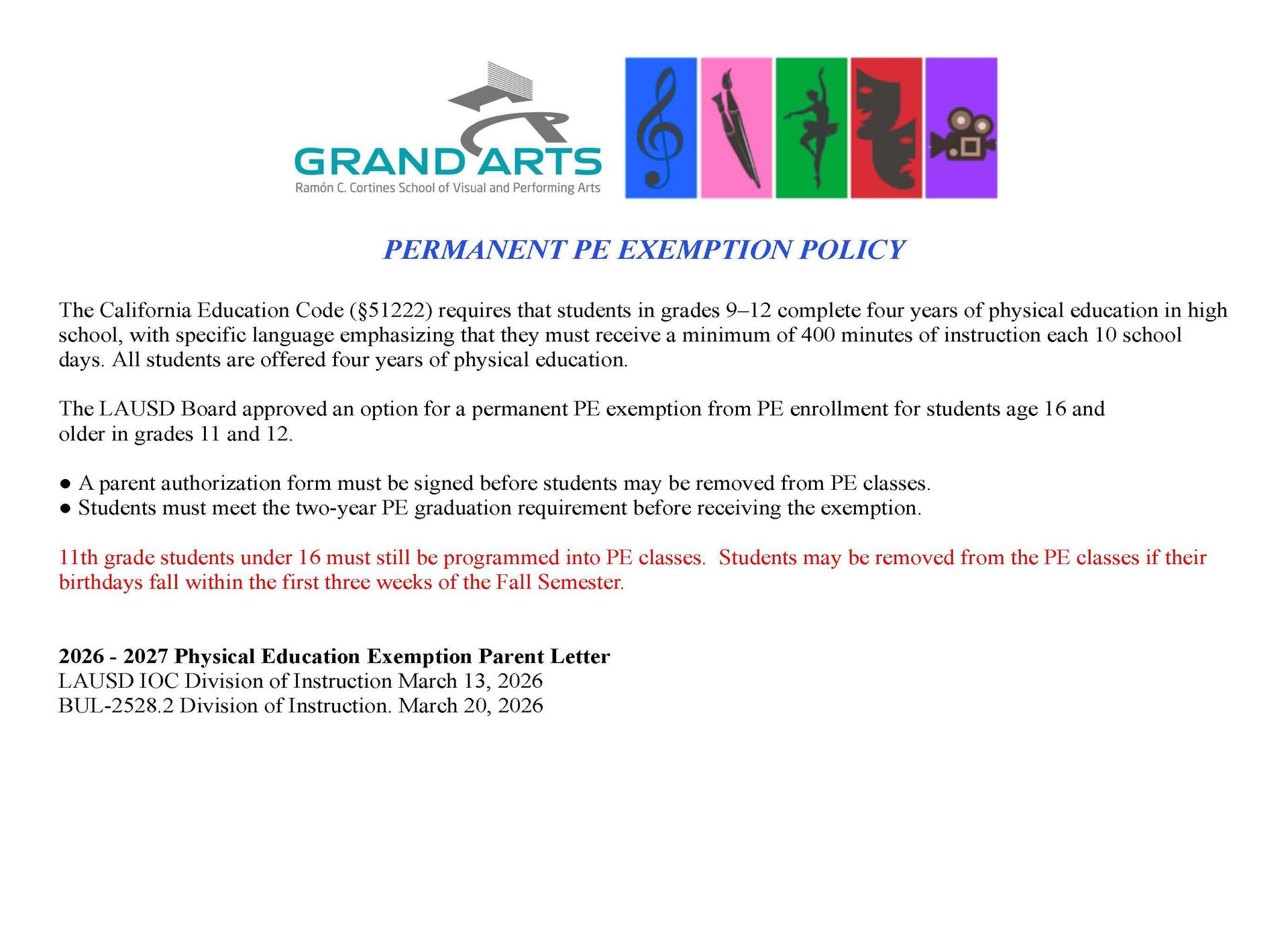 PE Exemption Policy