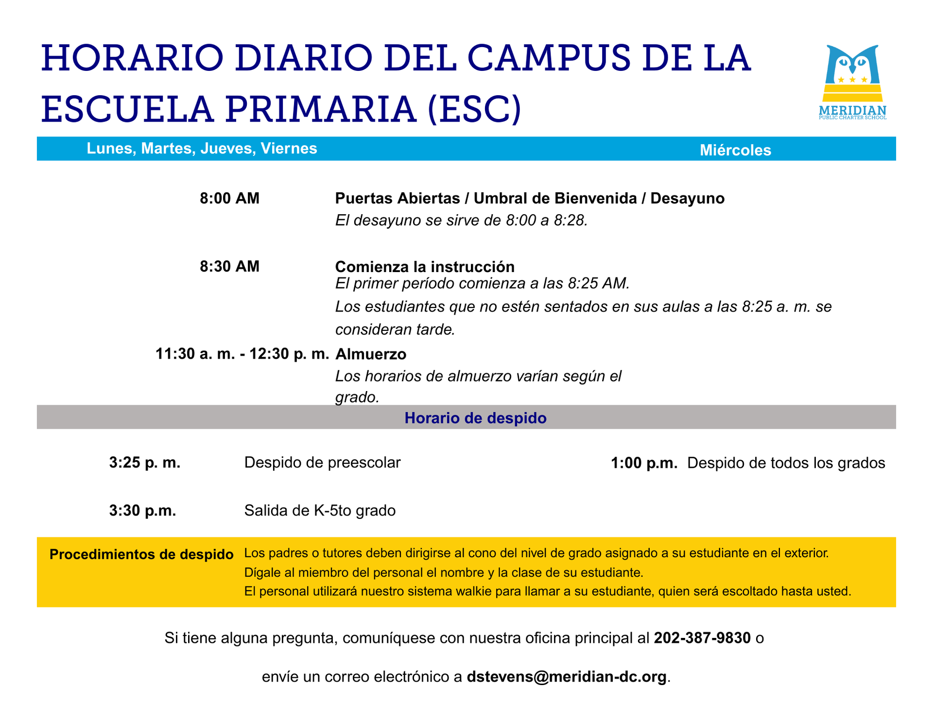 ESC Daily Schedule (Spanish)