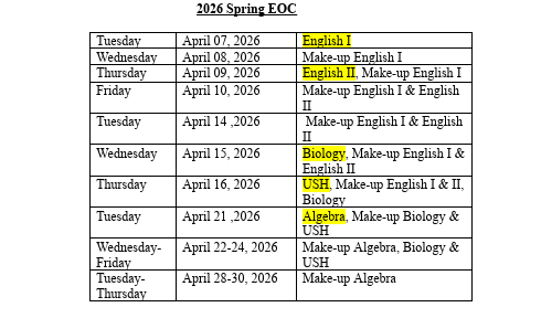 EOC Schedule