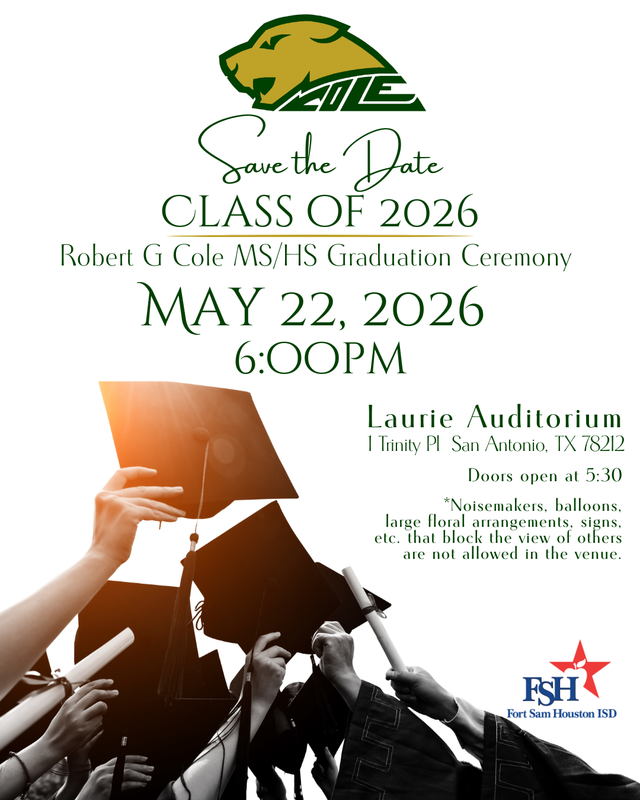 Graduate hats up in the air - with reminder details