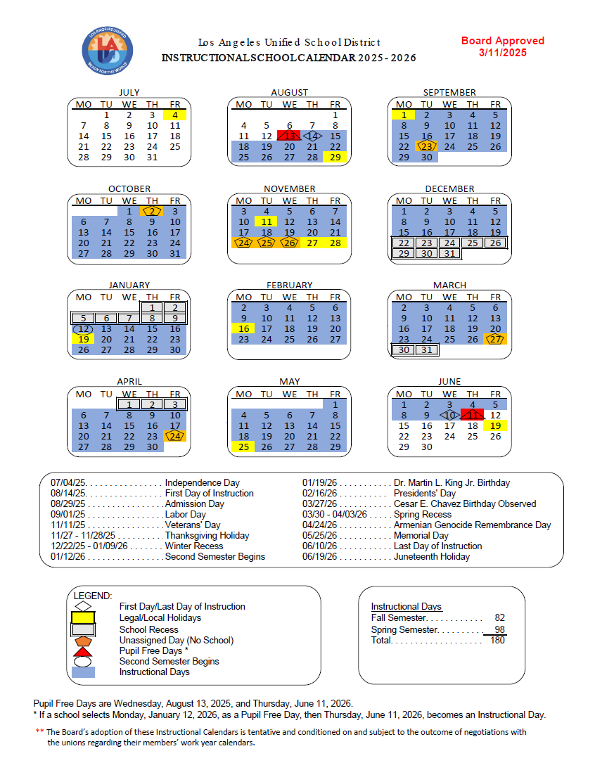 Instructional Calendar