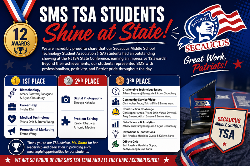 SMS TSA Students Shine at NJTSA State Conference