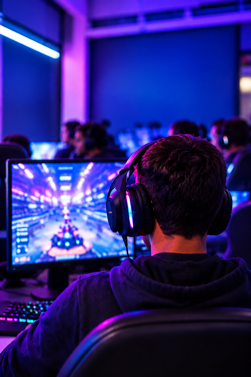 Student participating in esports