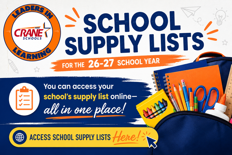 All Crane Schools Supply Lists Now Available