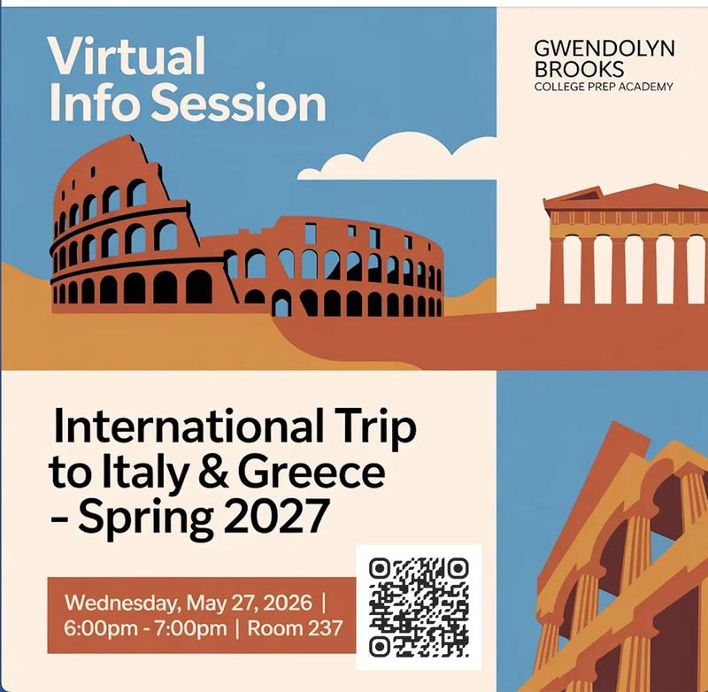 Flyer for virtual informational meeting about traveling.