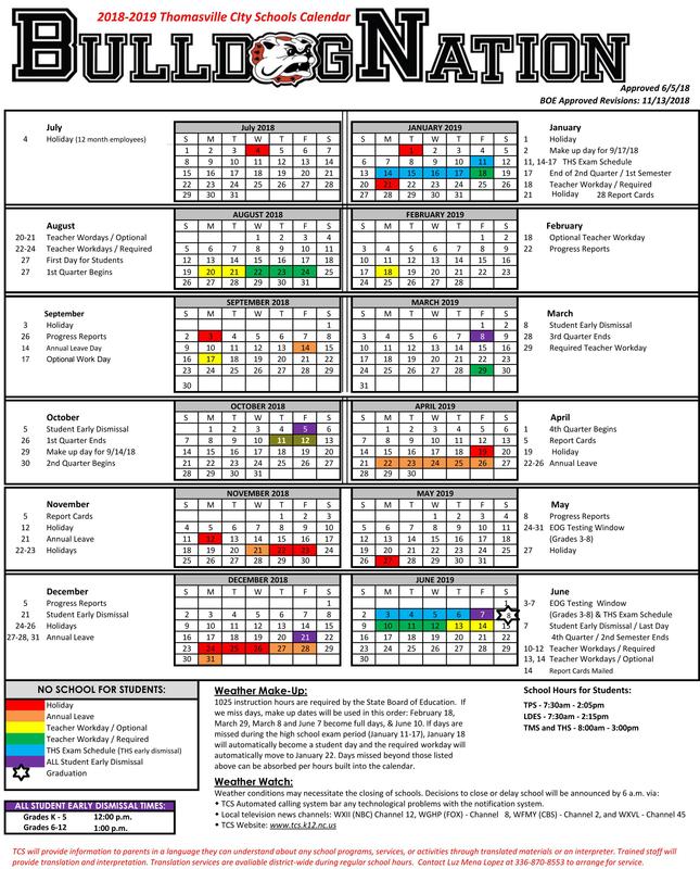 Update 2018-19 Calendar