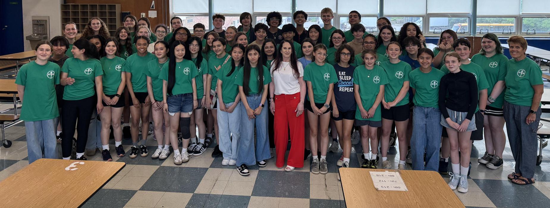 National Honor Society students at PVMS pose for a photo after their community service project.