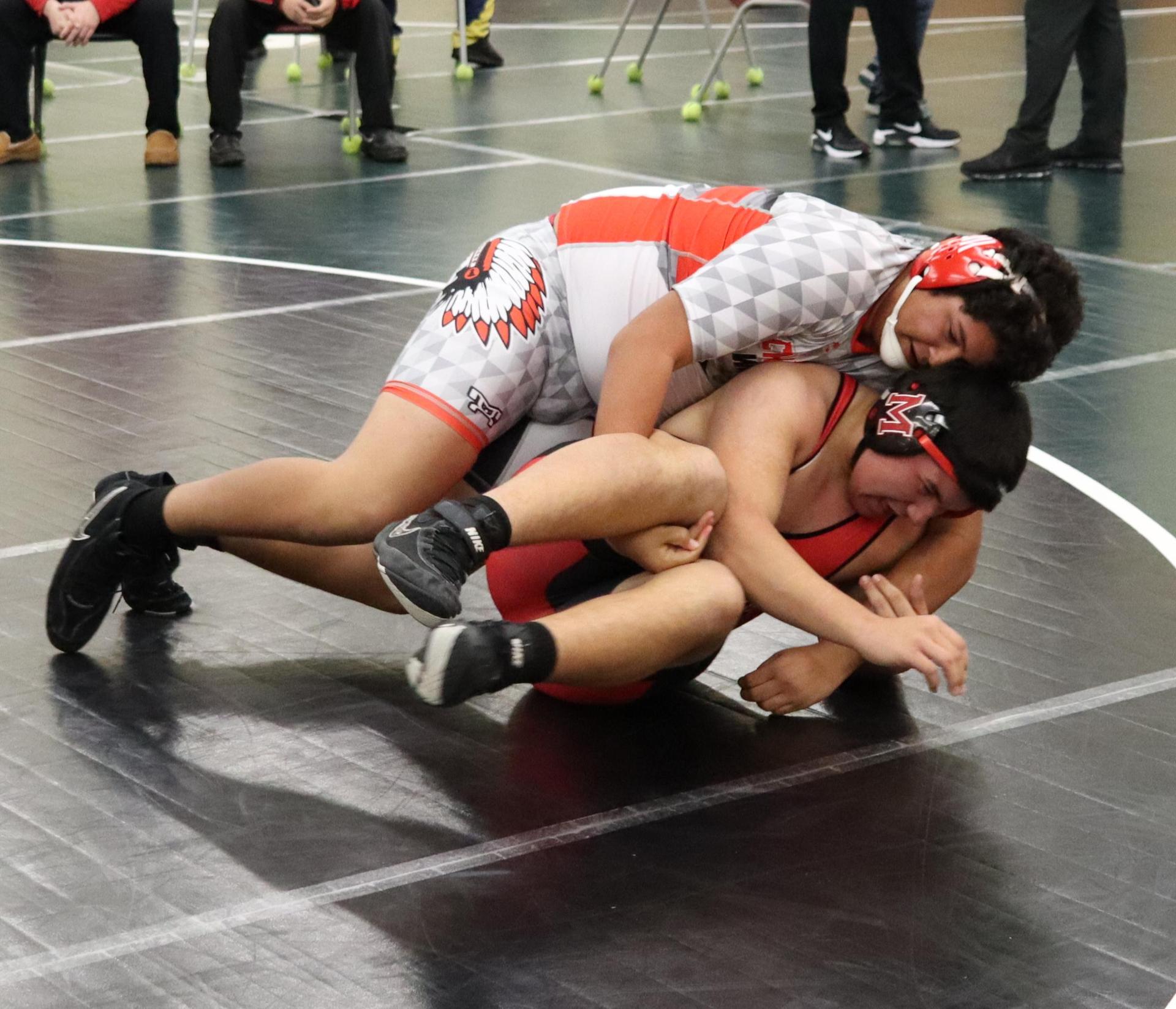 wrestlers in action at the Hawks invitational