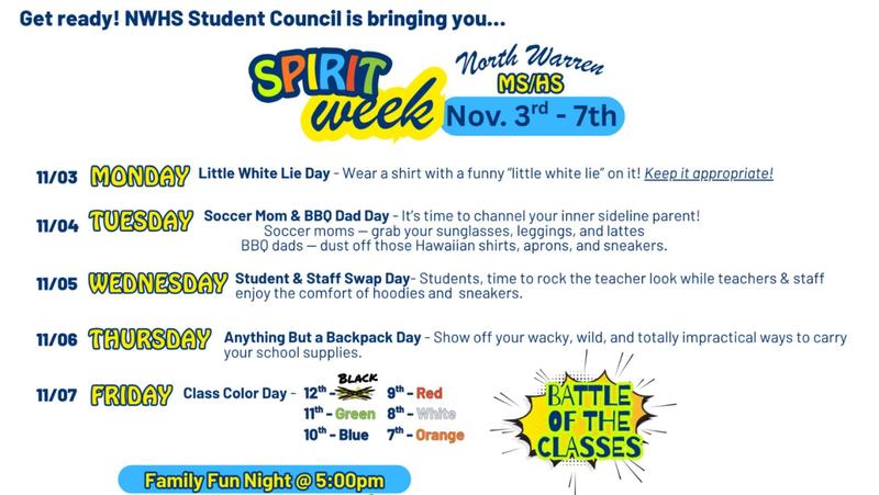 North Warren Spirit Week Nov 3 - 7Th