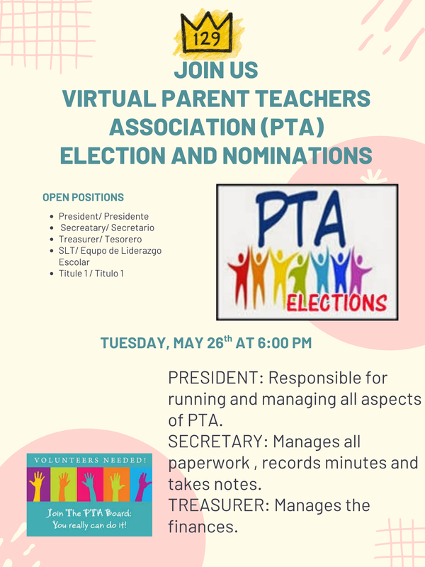 PTA spring elections and nominations flyer