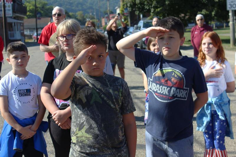Students saluting