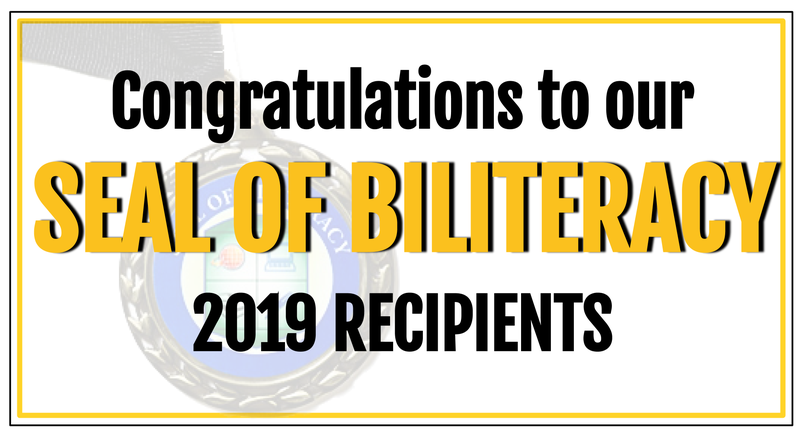 Congratulations to the 2019 Seal of Biliteracy Recipients! Featured Photo