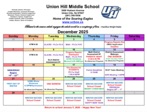 December 2025 Calendar-Union Hill Middle School