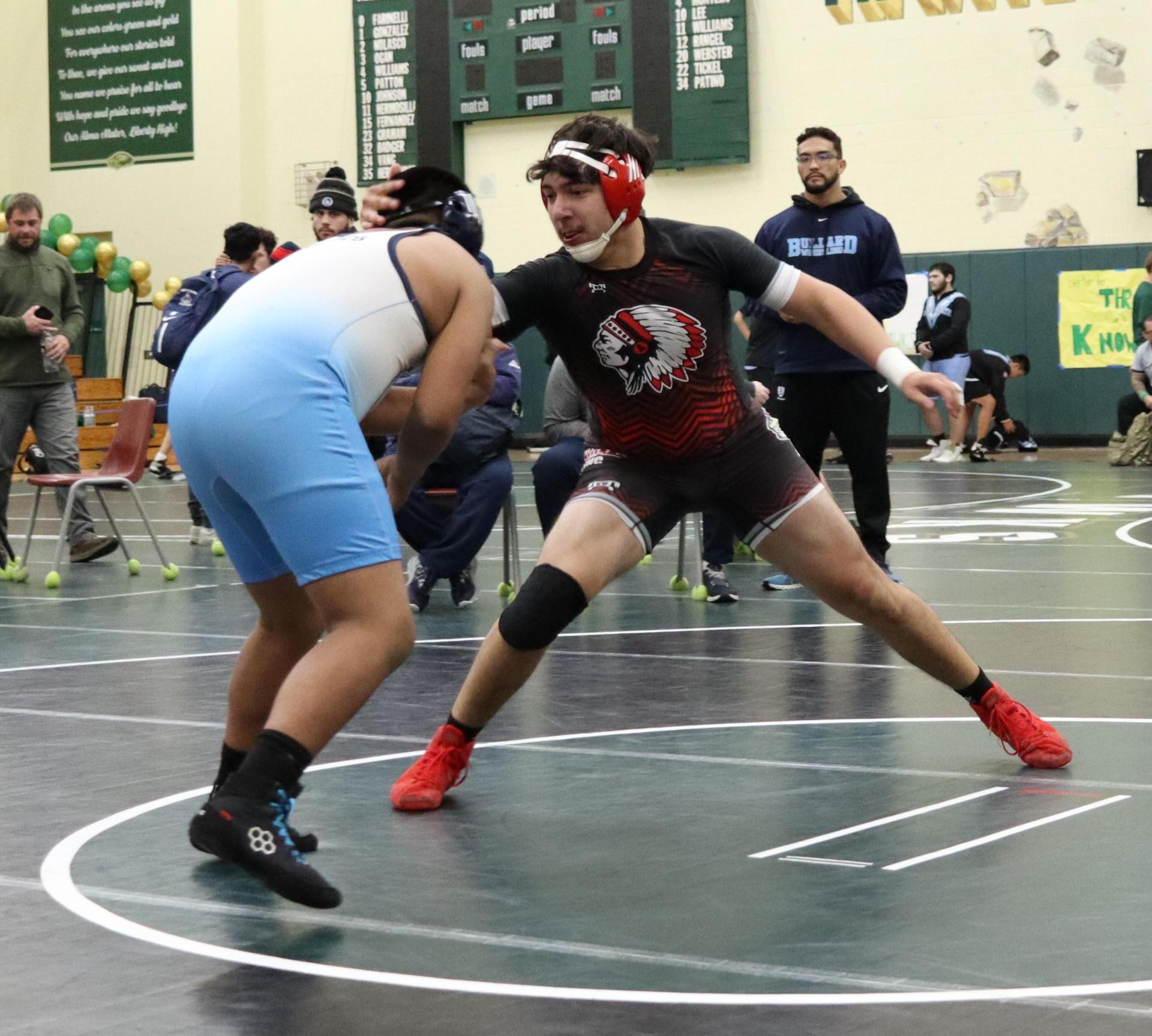 wrestlers in action at the Hawks invitational