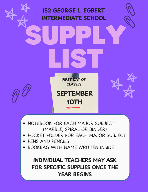 school supply list for students