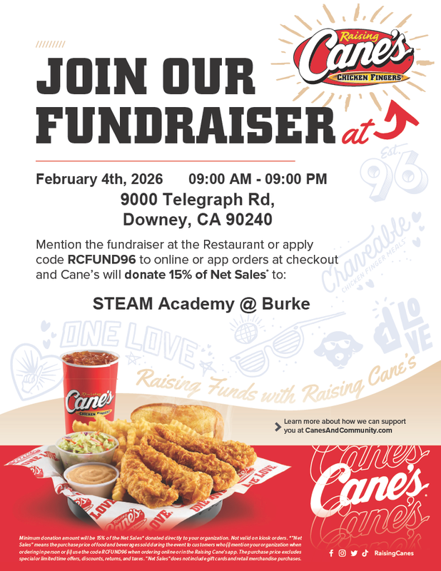 Join us on February 4th for ASB’s Raising Cane’s Fundraiser—enjoy a great meal while supporting our school; check the flyer for details!