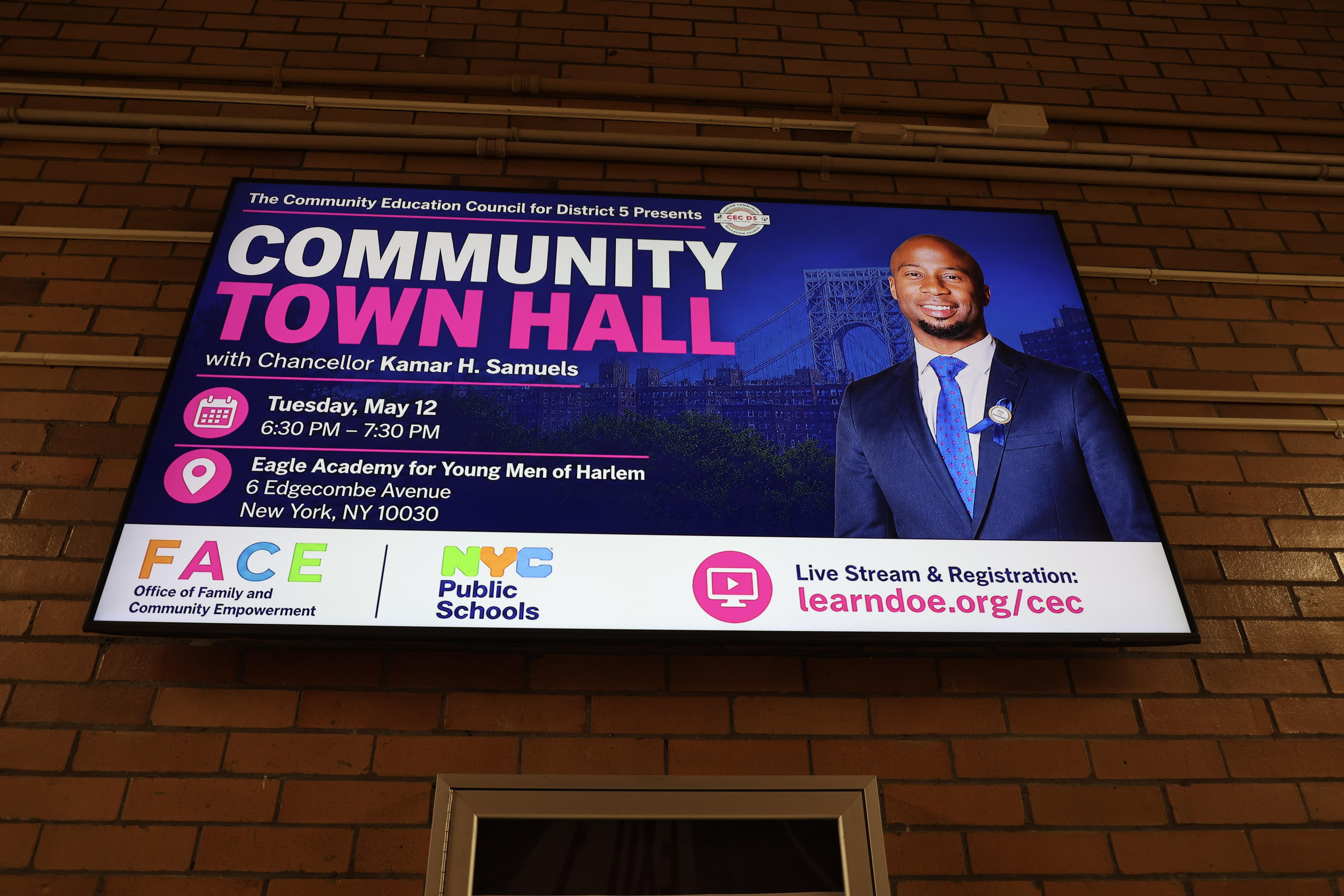 Community Town Hall event announcement featuring Chancellor Kamar H. Samuels.