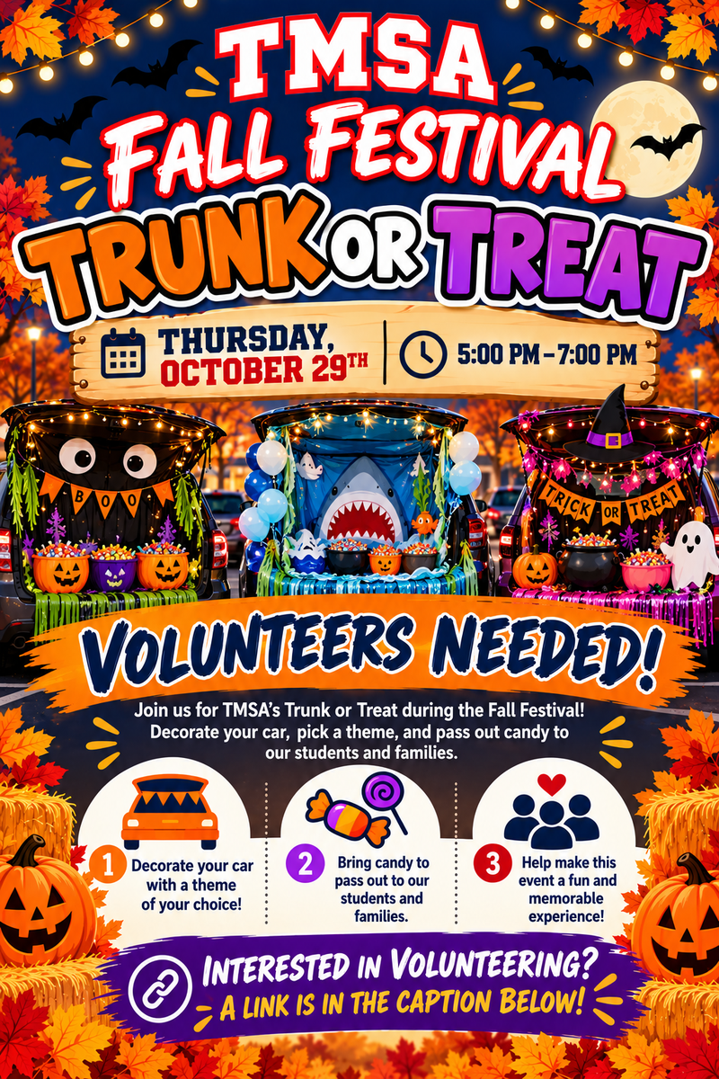 Volunteers Needed for TMSA Fall Festival Trunk or Treat Featured Photo