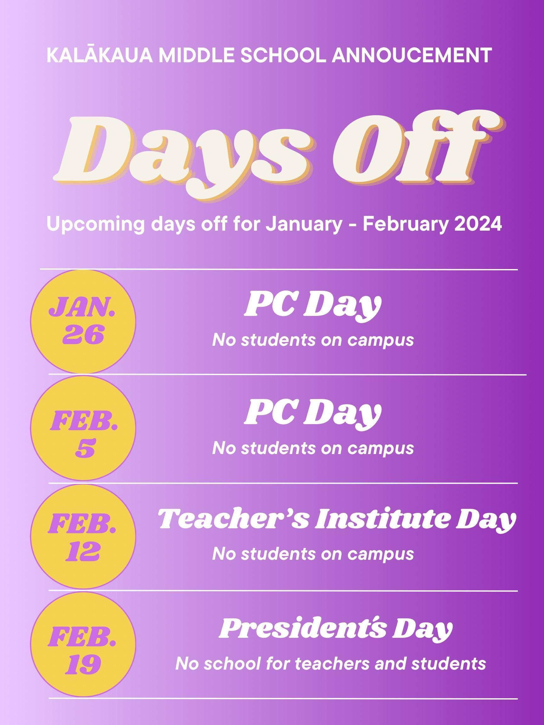 days-off-schedule-king-david-kal-kaua-middle-school