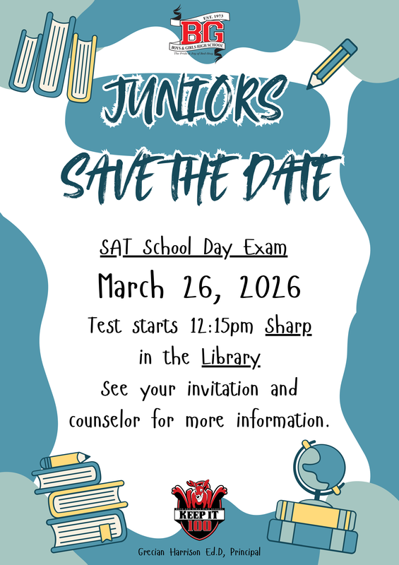SAT School Day - Wednesday, March 26, 2026 @ 12:15pm