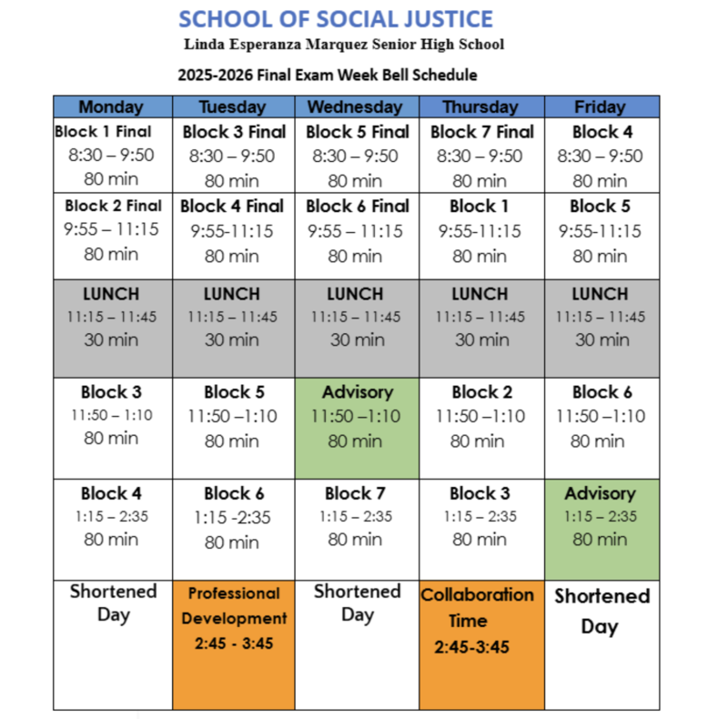Early Dismissal for Final Exams / Salida temprana por Exámenes Finales Thumbnail Image