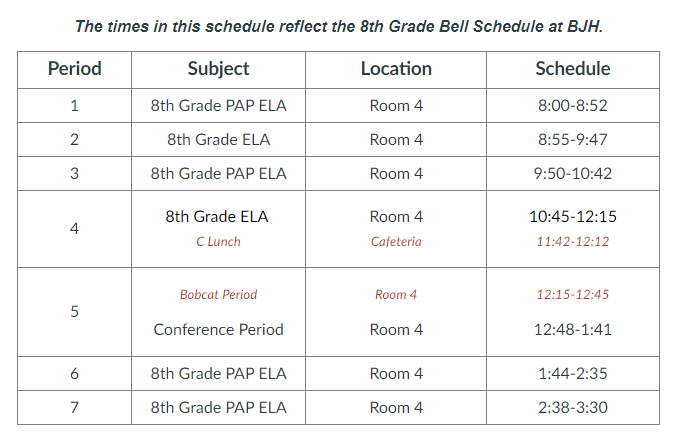 Bell Schedule