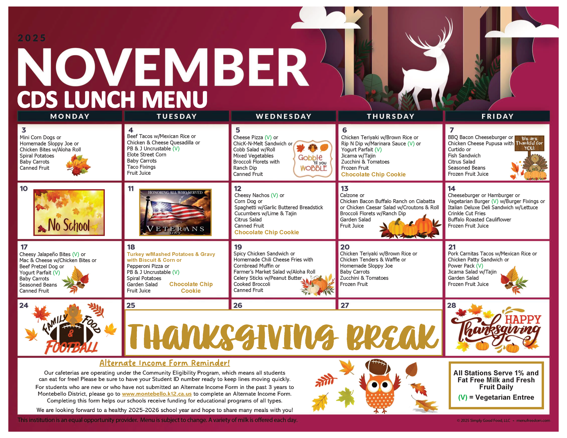 CDS Lunch Menu (click to view)