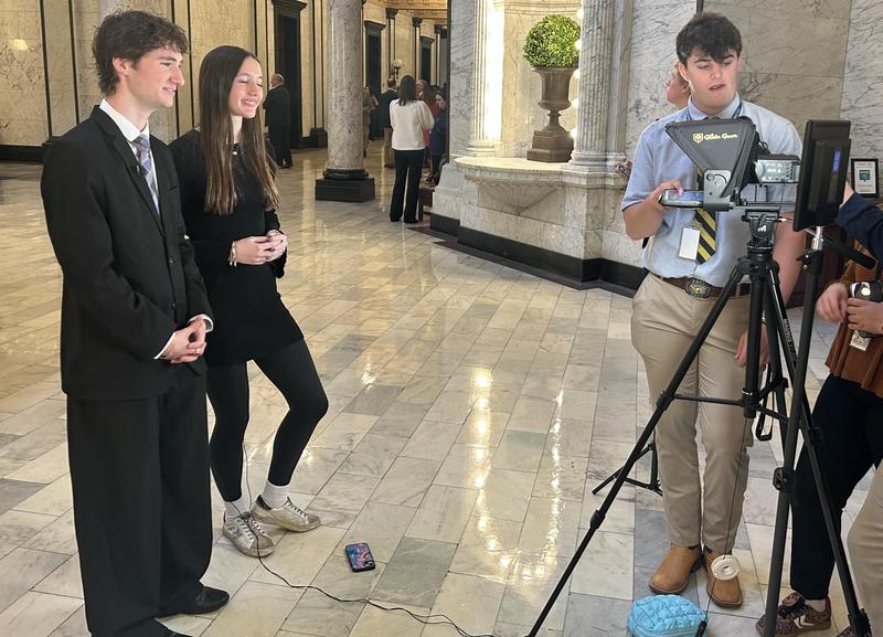 Thierry Freeman and Audrey Young anchor “Bruin News Now” from the state Capitol.