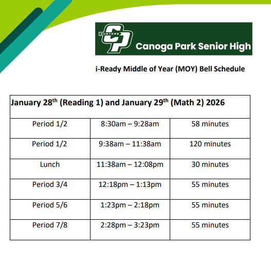 MOY iReady Bell Schedule