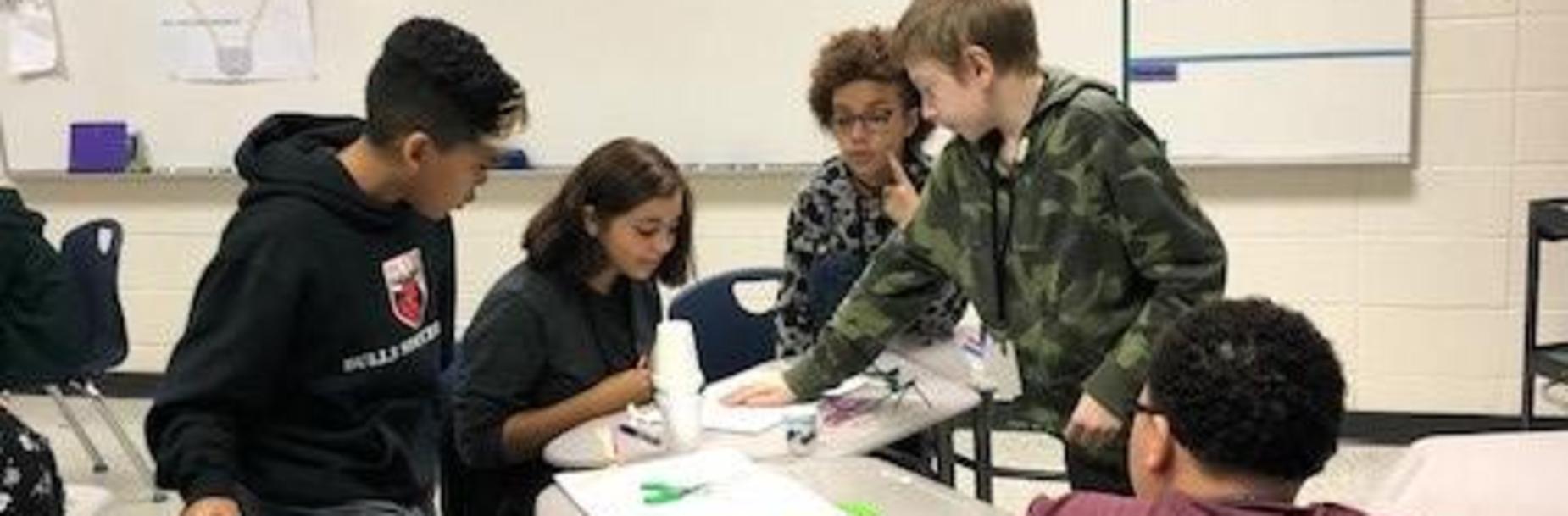 Students working on Tower engineering challenge