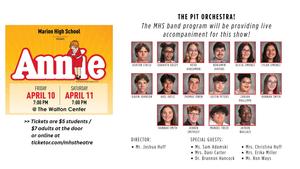 promo graphic - MHS presents Annie, April 2026, pit orchestra