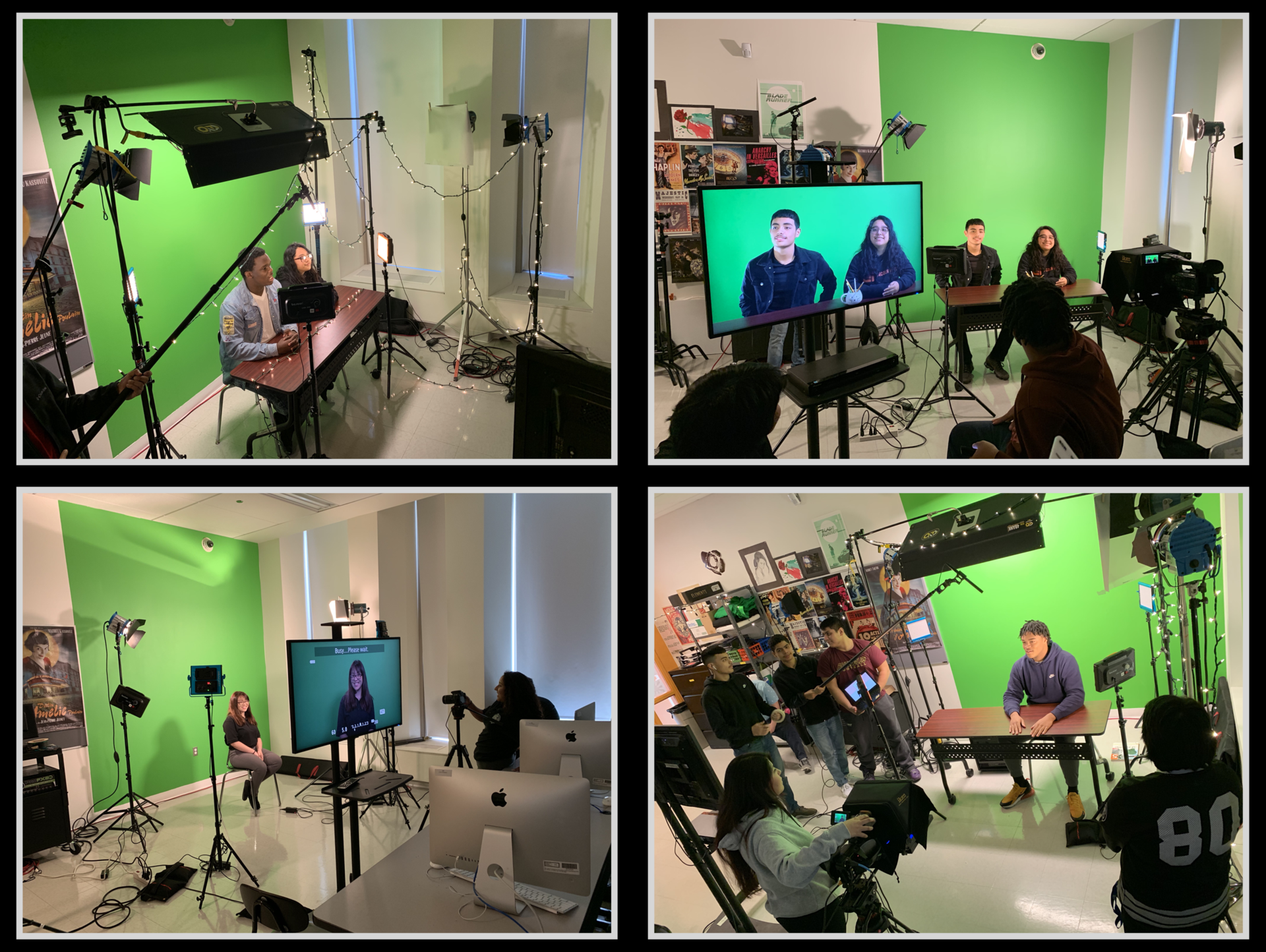 CP Broadcast students using the green screen