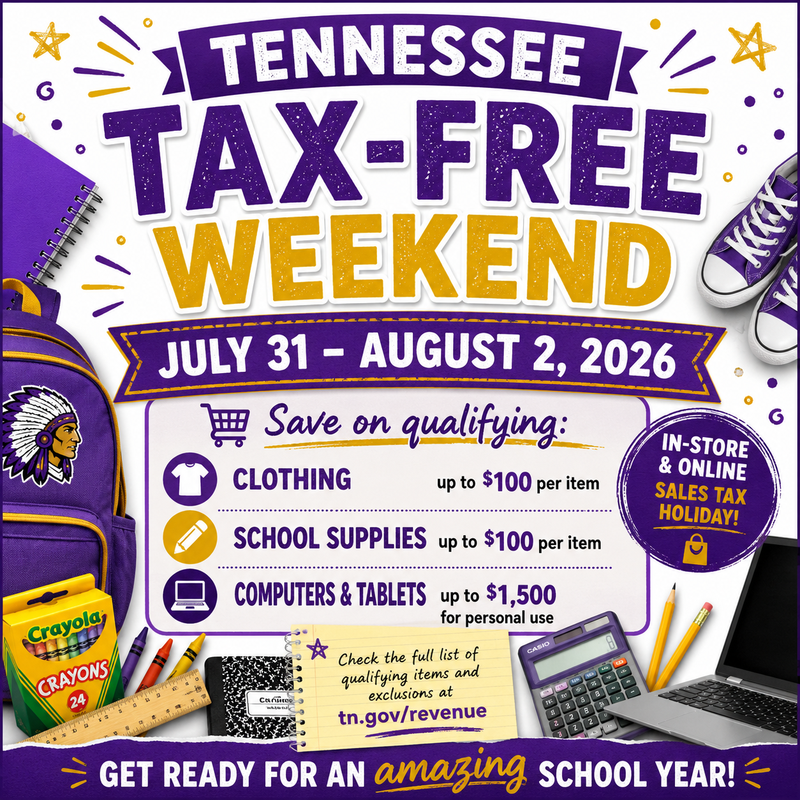 Tennessee Tax Free Weekend 2026