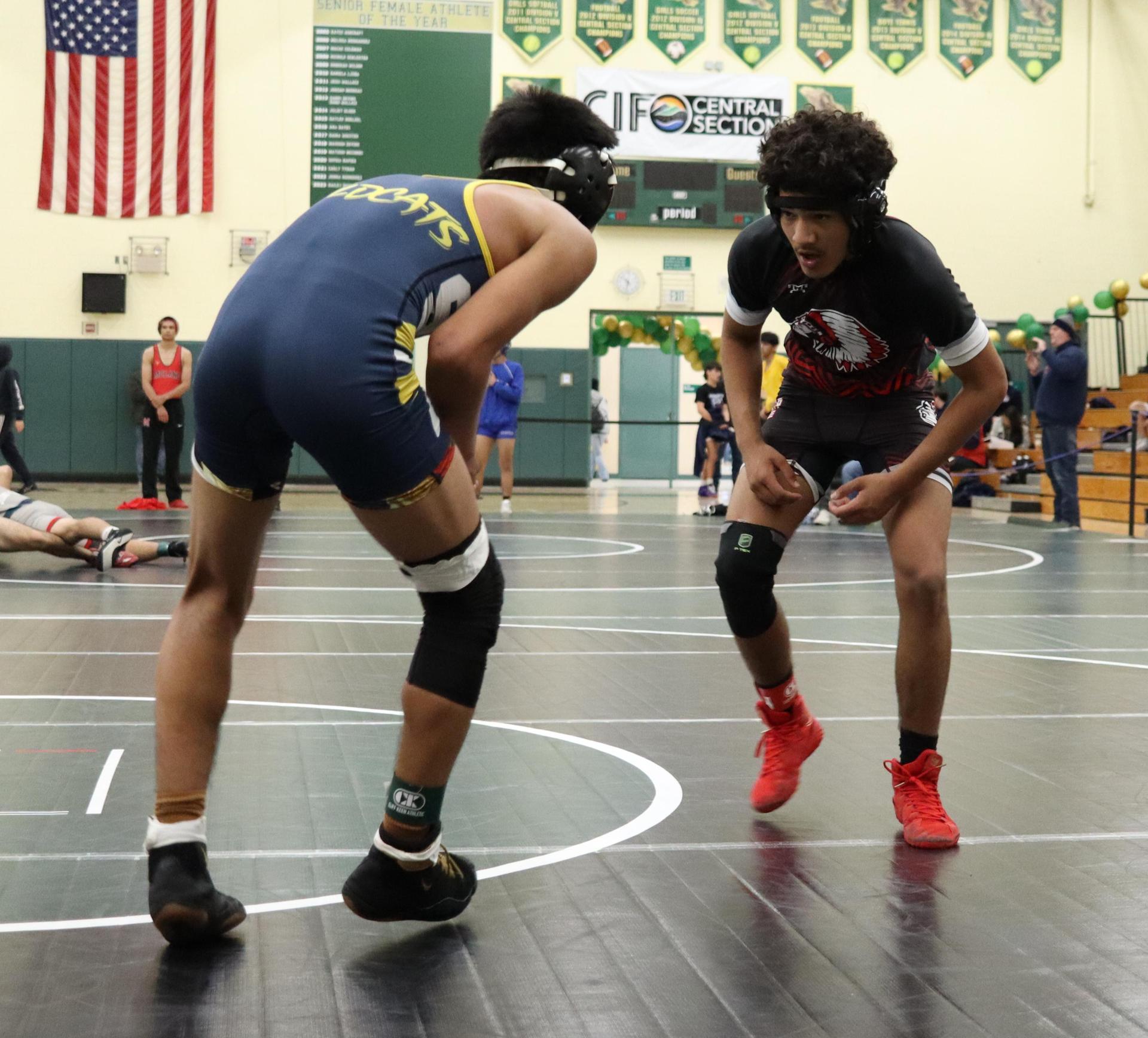 wrestlers in action at the Hawks invitational