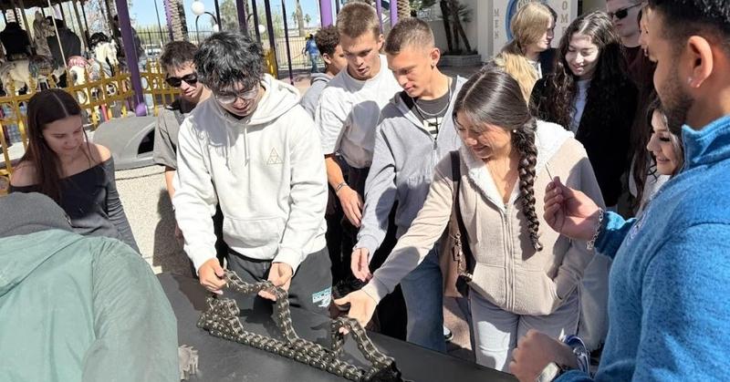 photos of students learning about gears