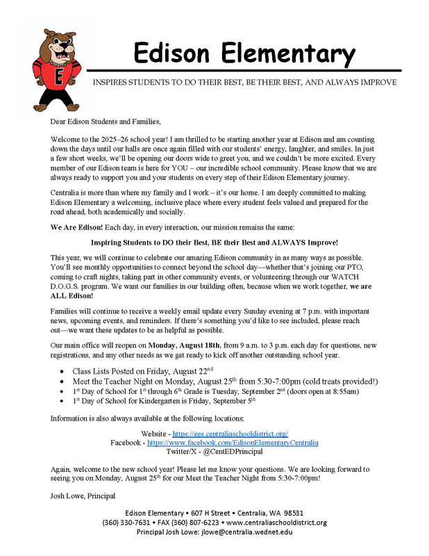 Back to School Information