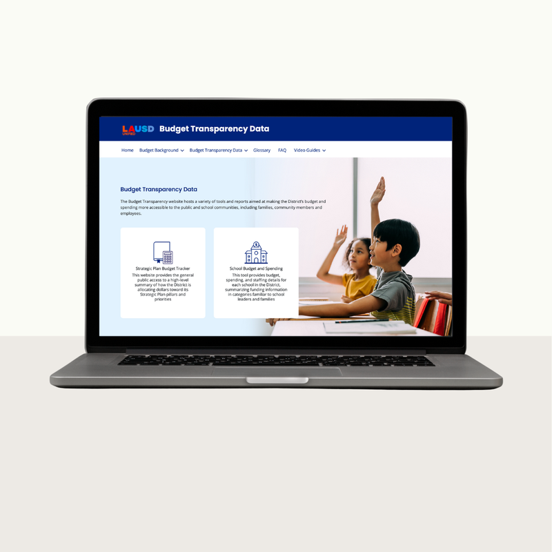 computer screen with budget transparency website screen