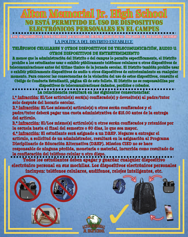 AMJH Reminder-Student Personal Electronic Usage
