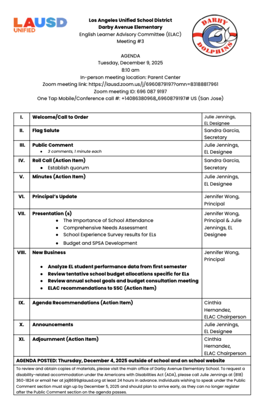 ELAC December Meeting Featured Photo