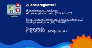 Choices Office Contact Info in Spanish