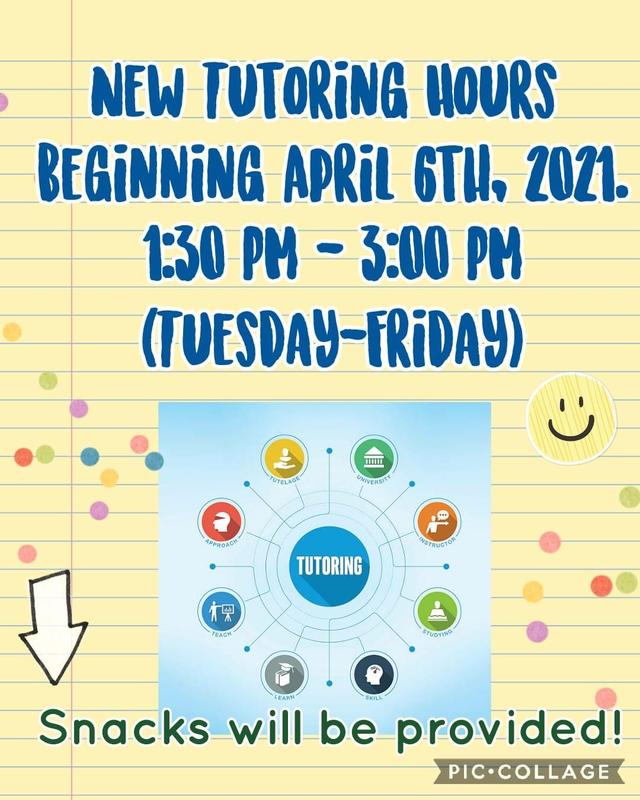 New Tutoring Hours (1:30 PM -3:30 PM) Featured Photo
