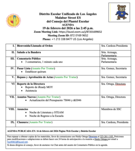 Agenda de SCC